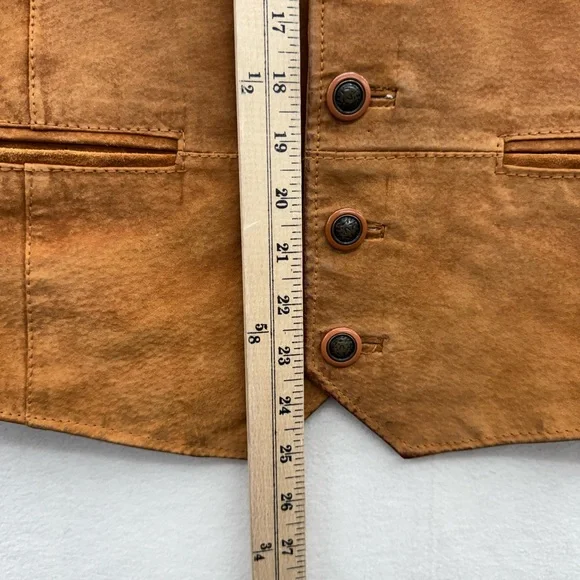 Wilsons The Leather Experts Mens Small Brown Suede Leather Vest Button Up - Picture 5 of 7